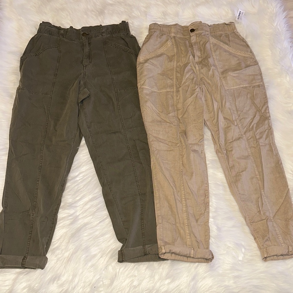Lot of 2 Paper Bag Utility Pants Old Navy Size M Khaki Green